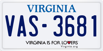VA license plate VAS3681