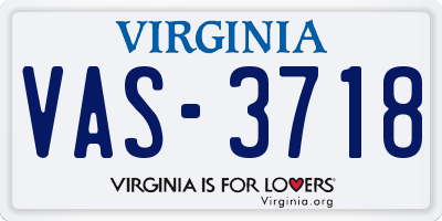 VA license plate VAS3718