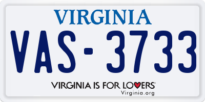 VA license plate VAS3733