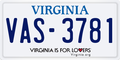 VA license plate VAS3781