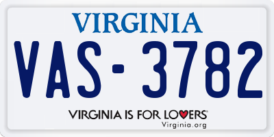 VA license plate VAS3782