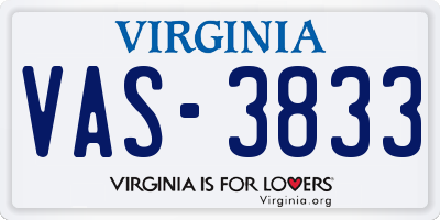 VA license plate VAS3833