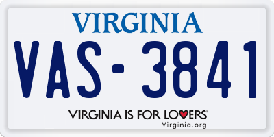 VA license plate VAS3841