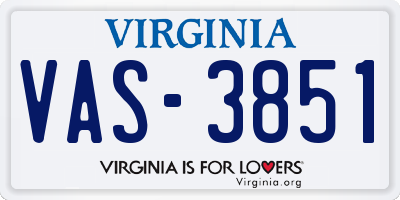 VA license plate VAS3851