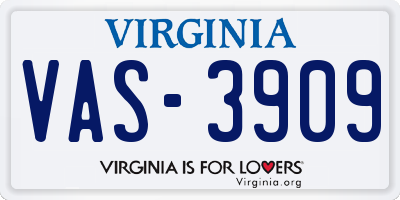 VA license plate VAS3909