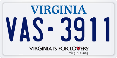 VA license plate VAS3911