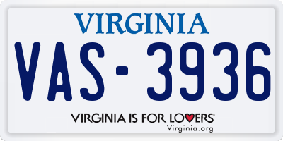 VA license plate VAS3936