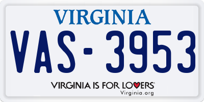 VA license plate VAS3953