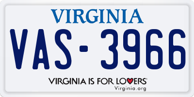 VA license plate VAS3966