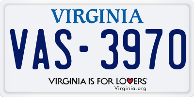 VA license plate VAS3970