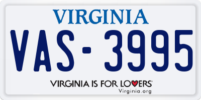 VA license plate VAS3995