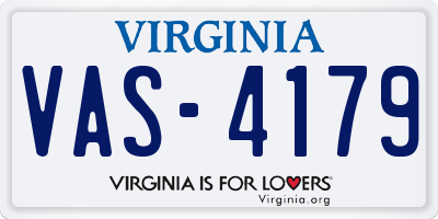 VA license plate VAS4179
