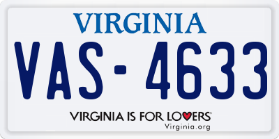 VA license plate VAS4633