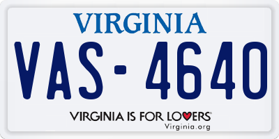 VA license plate VAS4640