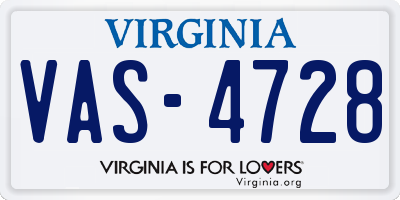 VA license plate VAS4728