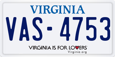 VA license plate VAS4753