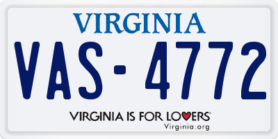 VA license plate VAS4772