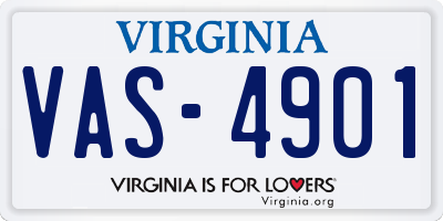 VA license plate VAS4901