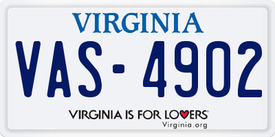 VA license plate VAS4902