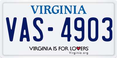 VA license plate VAS4903