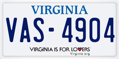 VA license plate VAS4904