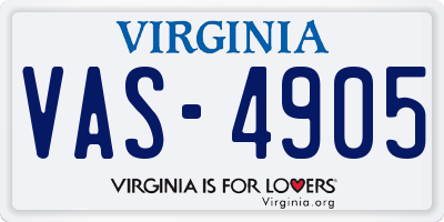 VA license plate VAS4905