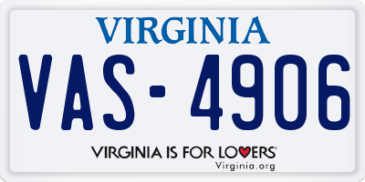 VA license plate VAS4906