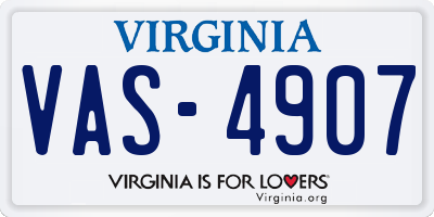 VA license plate VAS4907