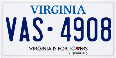 VA license plate VAS4908