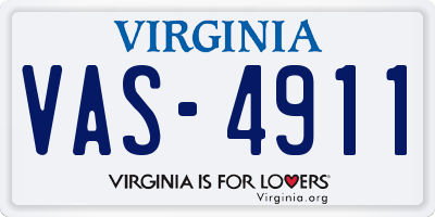 VA license plate VAS4911