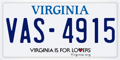 VA license plate VAS4915