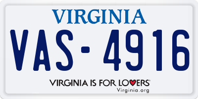 VA license plate VAS4916