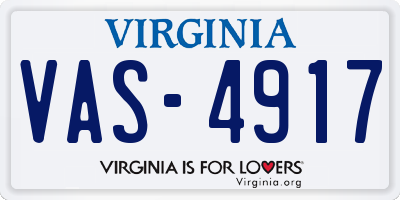 VA license plate VAS4917