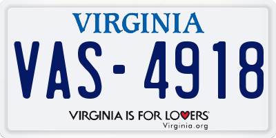 VA license plate VAS4918