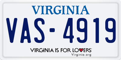 VA license plate VAS4919