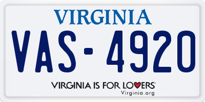 VA license plate VAS4920