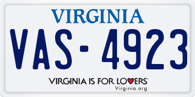 VA license plate VAS4923