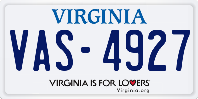 VA license plate VAS4927