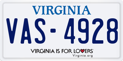 VA license plate VAS4928