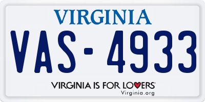 VA license plate VAS4933