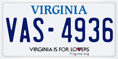 VA license plate VAS4936