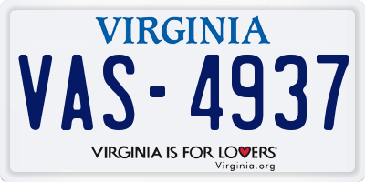 VA license plate VAS4937