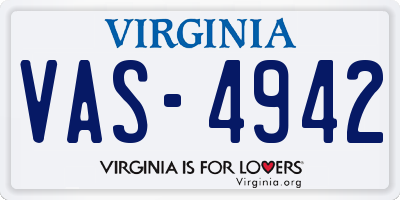 VA license plate VAS4942