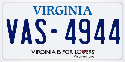 VA license plate VAS4944