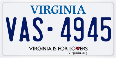 VA license plate VAS4945