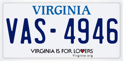 VA license plate VAS4946