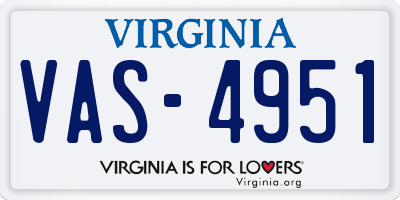 VA license plate VAS4951