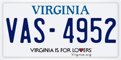 VA license plate VAS4952