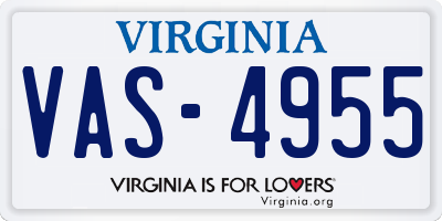 VA license plate VAS4955