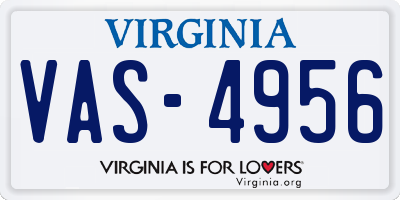 VA license plate VAS4956